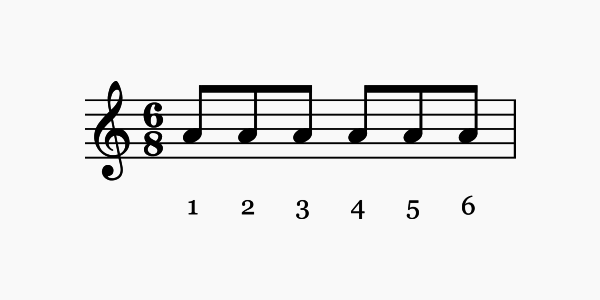 6/8 counted as eighth notes