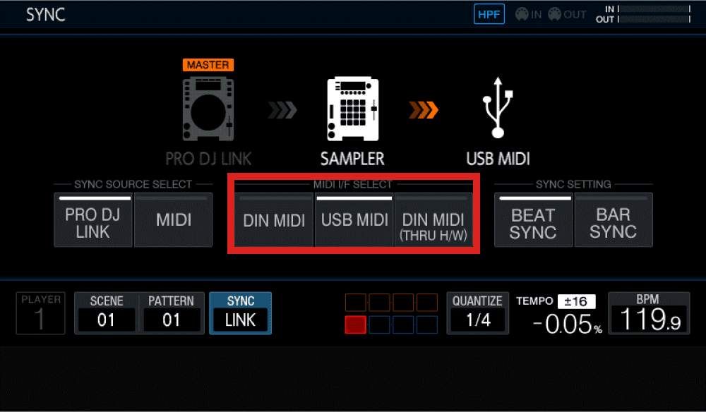 Select USB MIDI from MIDI I/F SELECT