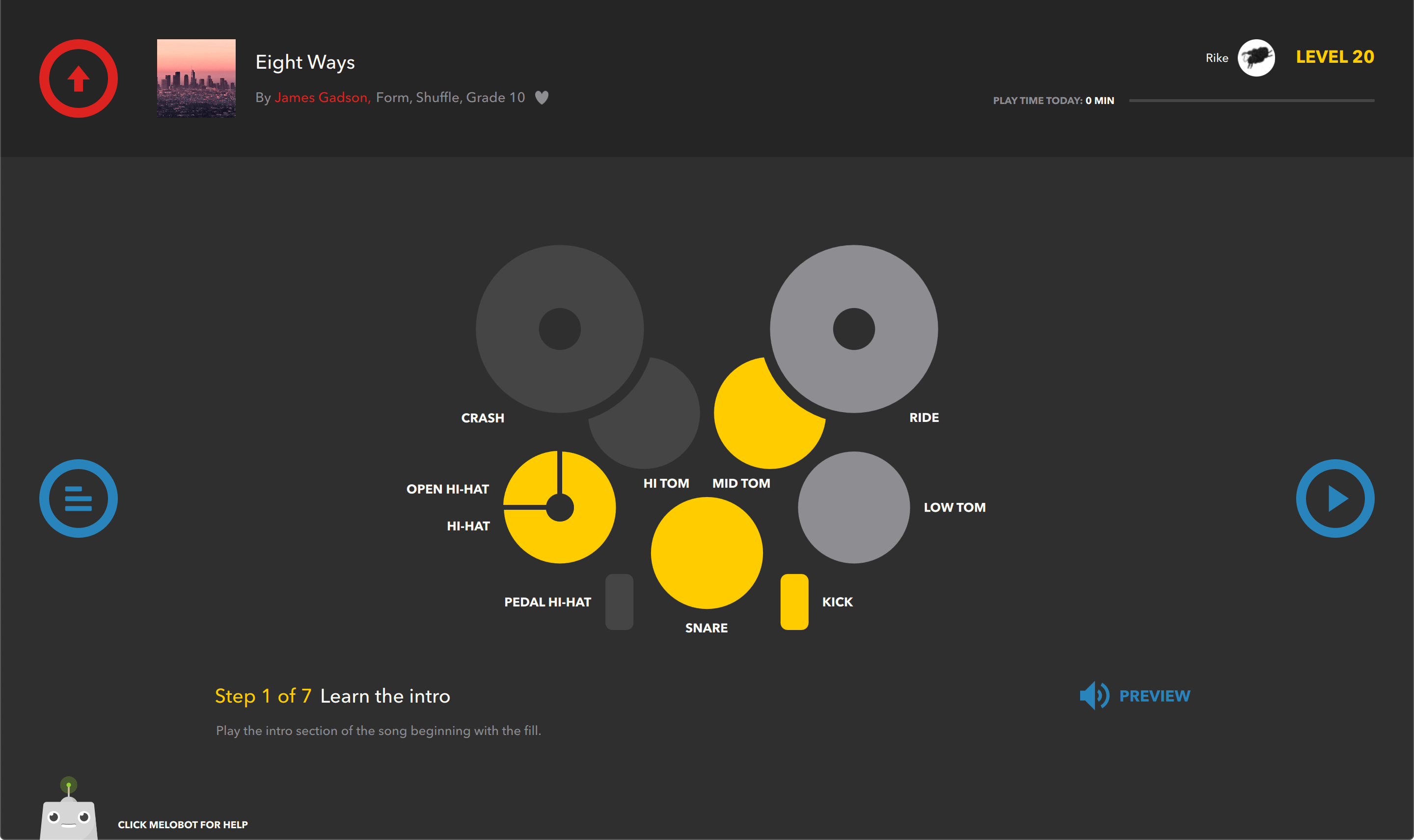 Melodics for electronic drums